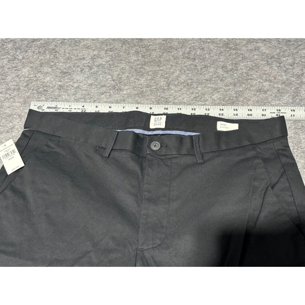 GAP Pants Men's Size 34x32 Black Athletic Fit Black Straight Leg‎ Chino NWT - Picture 3 of 6